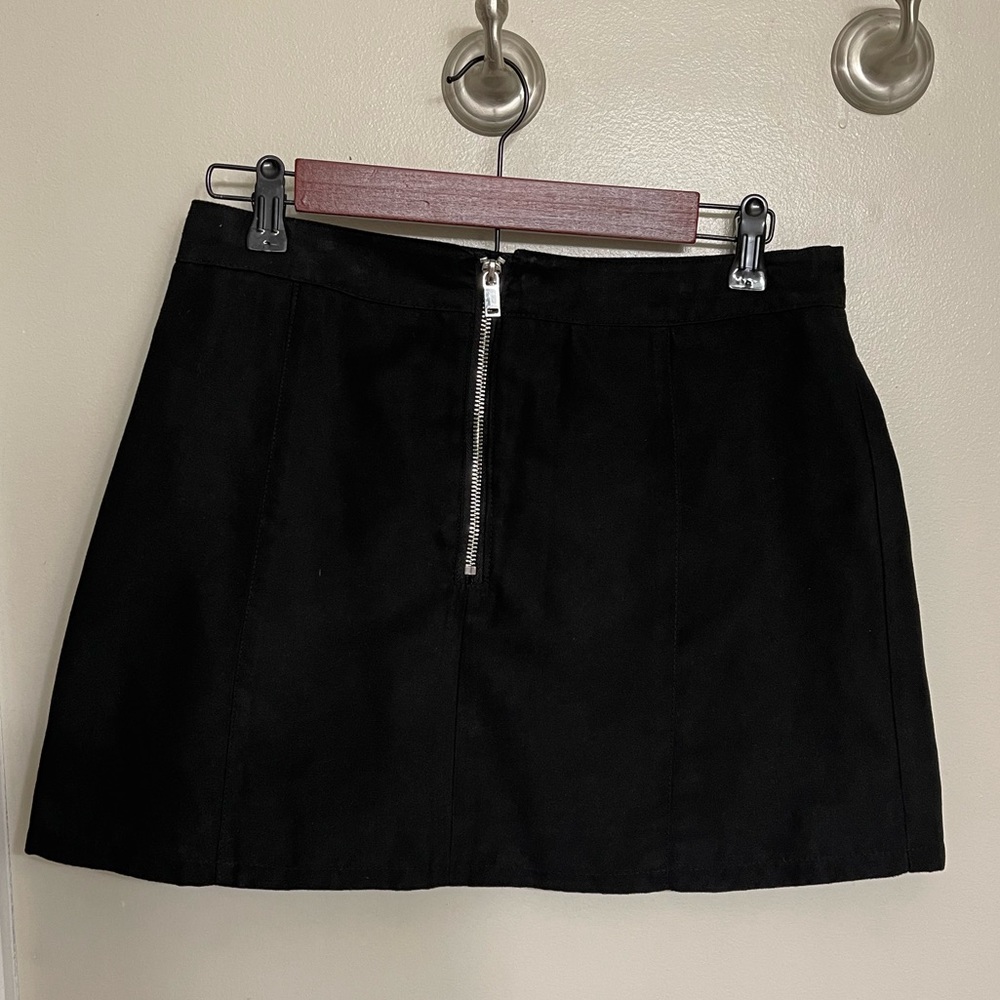 Black Suede Zip Up Skirt